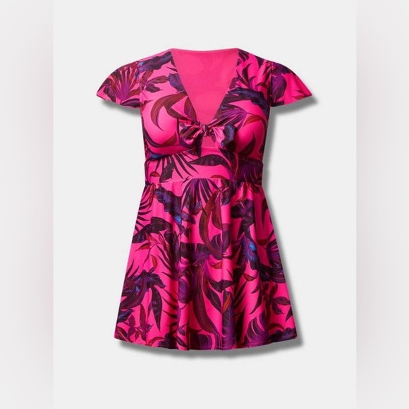 Torrid Flutter Sleeve Skater Swim Dress With Brief Size 1x - Picture 4 of 15